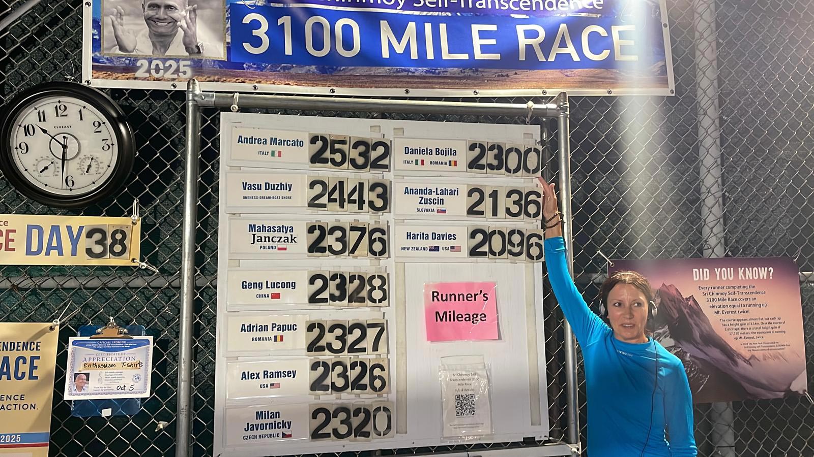 Daniela Bojila passes 2,300 miles towards the end of day 38