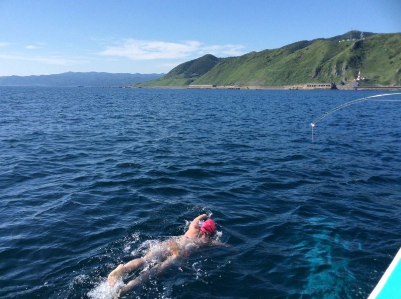 almost there - Abhejali swimming Tsugaru Strait